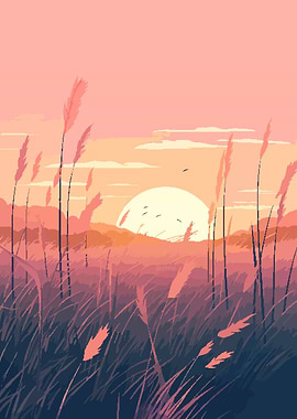 Hayfield Nature Pixel Art