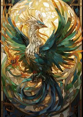 Phoenix stained glass art