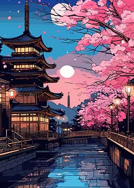 japanese street at night