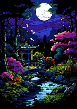 Japan Zen Garden Pixel Art