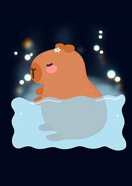 Capybara water walk