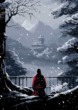 Japan Meditation Pixel Art