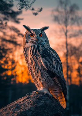 Owl Bird Sunset Animal