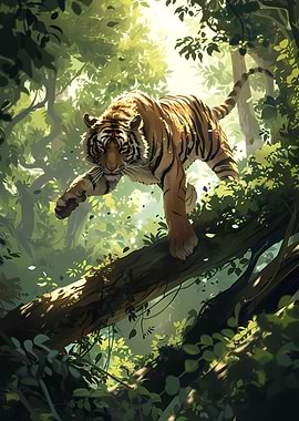 Dynamic Tiger in Jungle