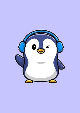 Cute Penguin Using Earmuff
