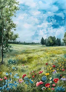 Meadow Acrylic Painting