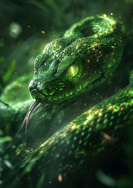 neon snake in green