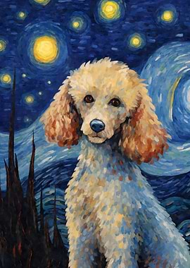 Poodle Dog Starry Night