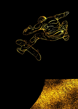 Line art skater gold