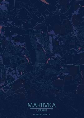 Makiivka Ukraine Blue Map