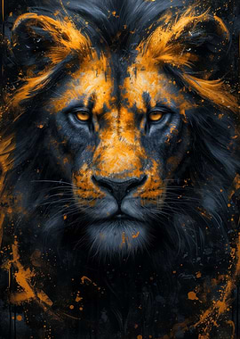 black lion painting