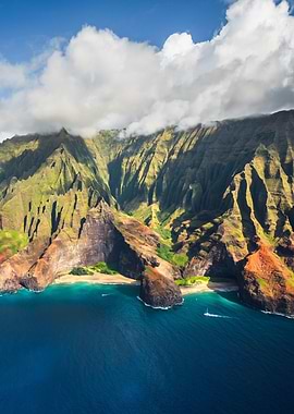 Napali coast aerial Hawaii