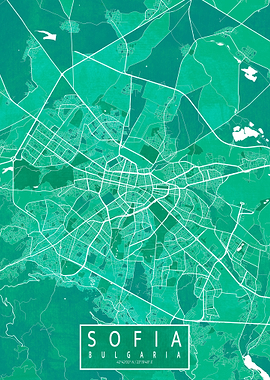 Sofia City Map Watercolor
