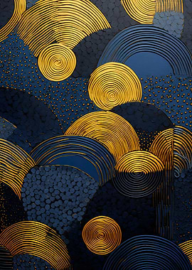 Royal Blue Circles Gold