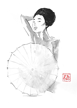 nude dehind umbrella