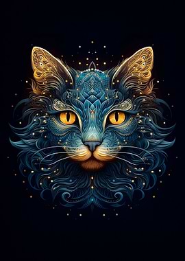 abstract kintsugi cat