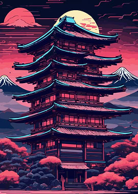 Abstract Neon Mount Fuji 2