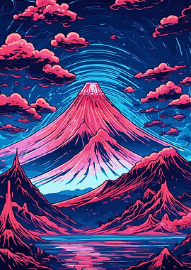 Abstract Neon Mount Fuji 7