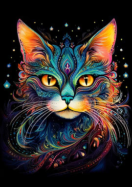 abstract kintsugi cat