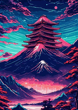 Abstract Neon Mount Fuji 6