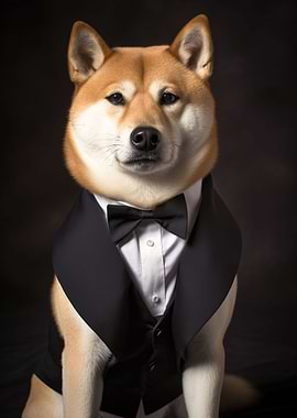 Shiba Inu Dog in a Tuxedo