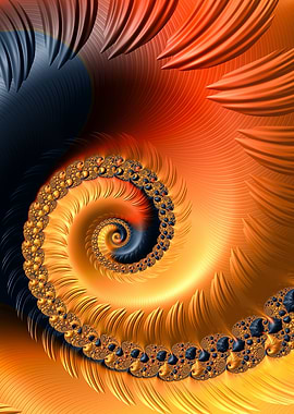 Fractal Spiral orange red