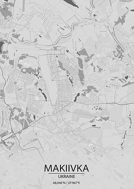 Makiivka UA Light Grey Map