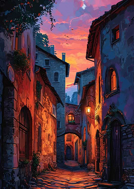 beautiful town Sunset