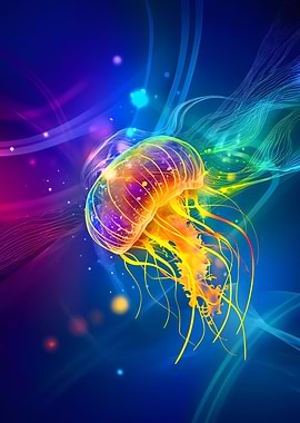 Blue Vibrant Jellyfish