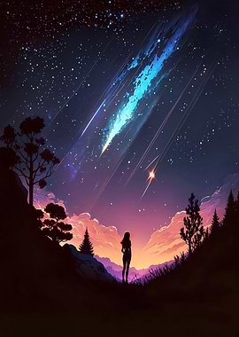 Galaxy Stargazing Girl