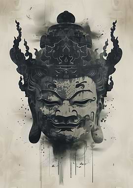 Buddha Mask Ink Wash Manga