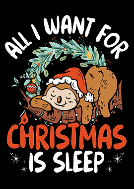 Sleeping sloth on christma