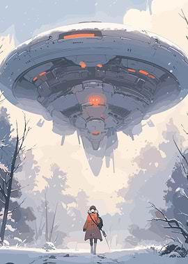 Snowy Alien Fantasy Ship