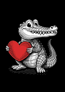 Cute Crocodile Boy BnW