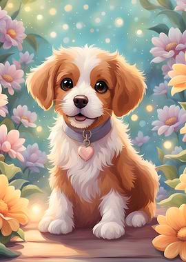 A dog with flower