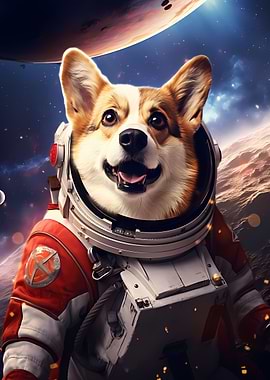 Cute Astronaut Corgi Dog