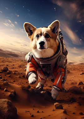 Cute Astronaut Corgi Dog