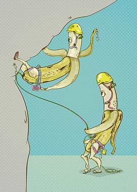 Bananas rock climbing
