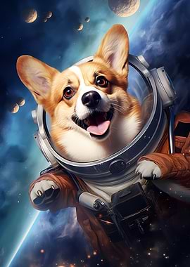 Cute Astronaut Corgi Dog