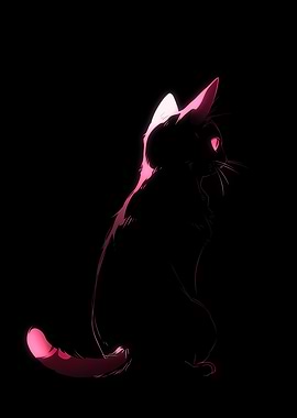 Cat sitting in the dark