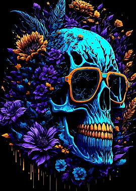 Skull with Wild Flowers