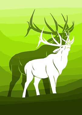 Deer green background