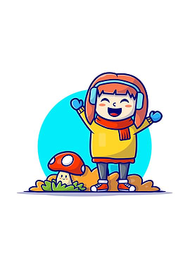 Happy Cute Girl Cartoon