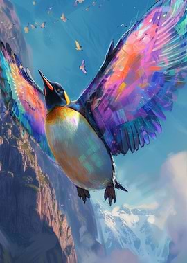 Flying Penguin With Wings