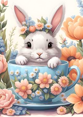 cute rabbit in a cup