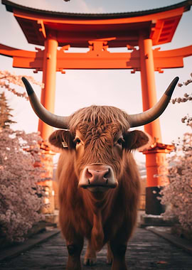 Highland Cow Torii Gate