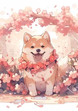 Dog Japan Shiba Blossom