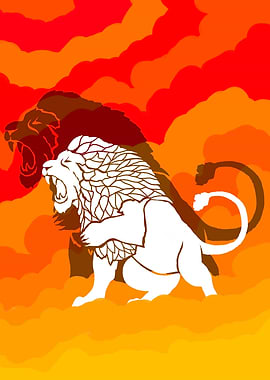 Lion orange background