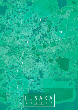Lusaka City Map Watercolor