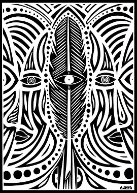 Surreal feather and eyes